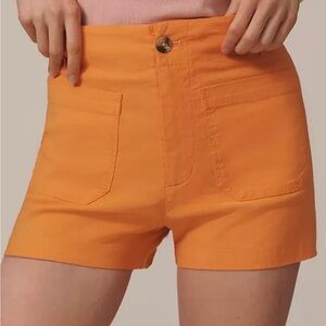NWTs ANTHROPOLOGIE MAEVE The Colette Shorts Linen blend High Rise Orange Size 32